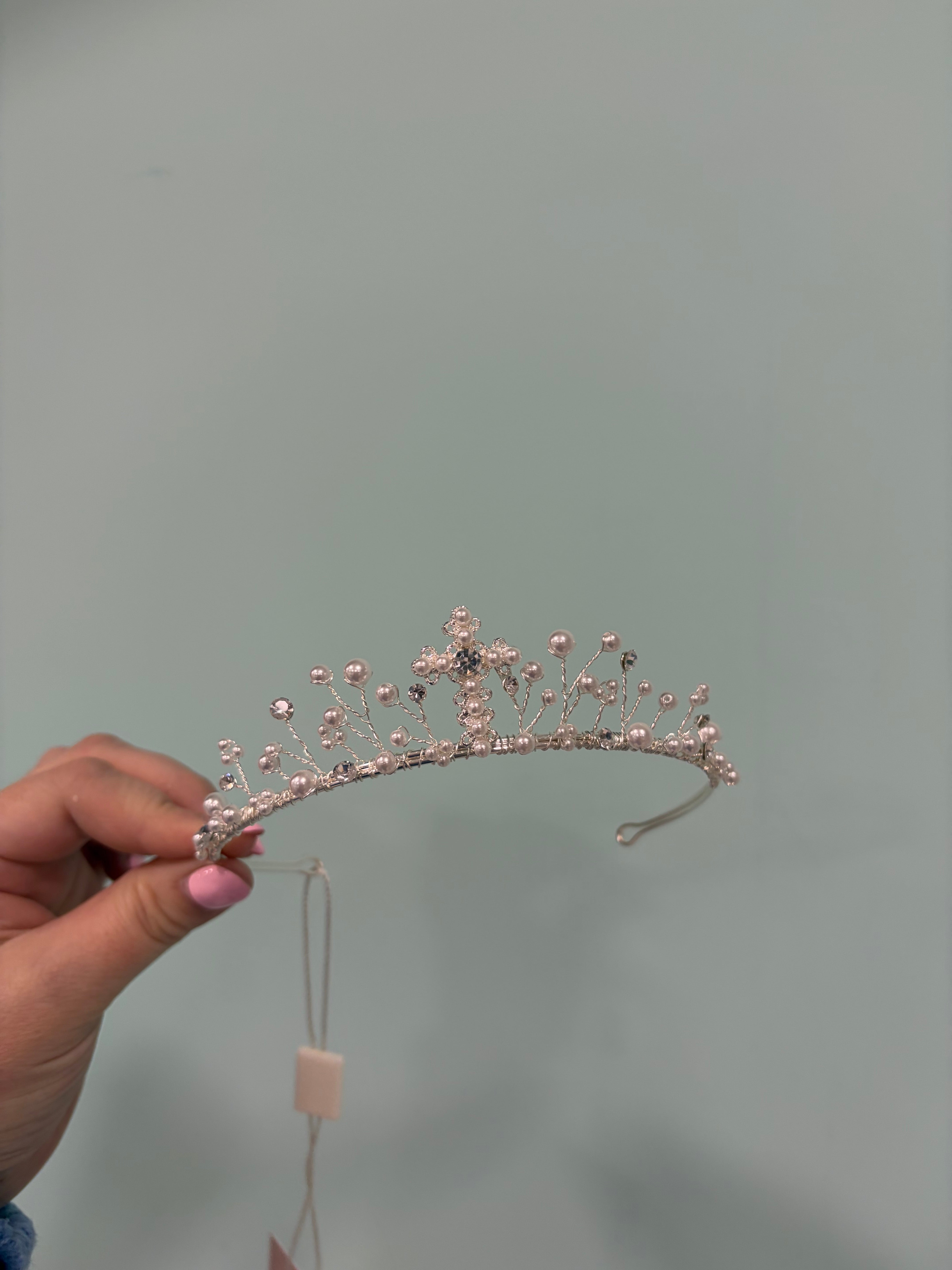 Pearl Cross Detail Communion Tiara
