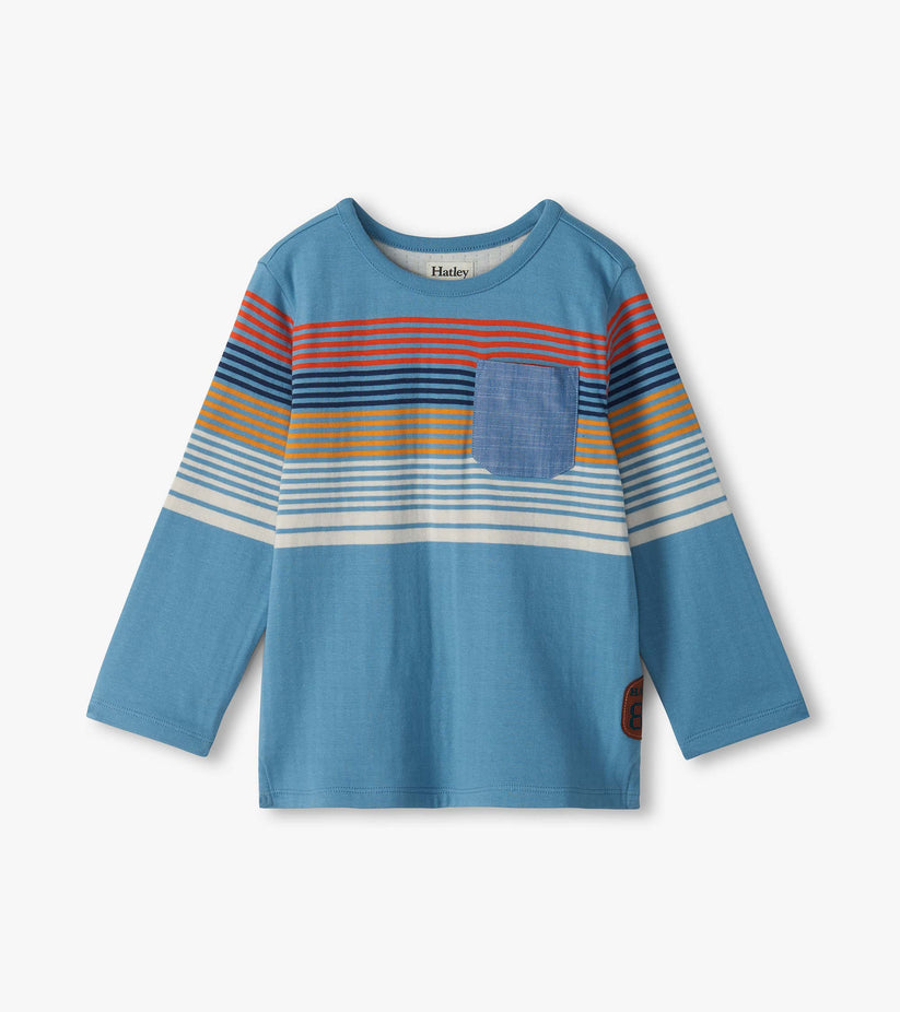 Hatley Boys Blue Long Sleeve Stripe Tee
