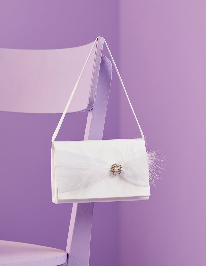 Petunia Feather White Communion Bag