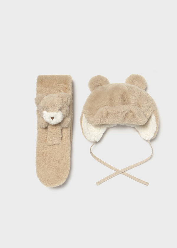 Mayoral Unisex Baby Bear Hat and Scarf Set