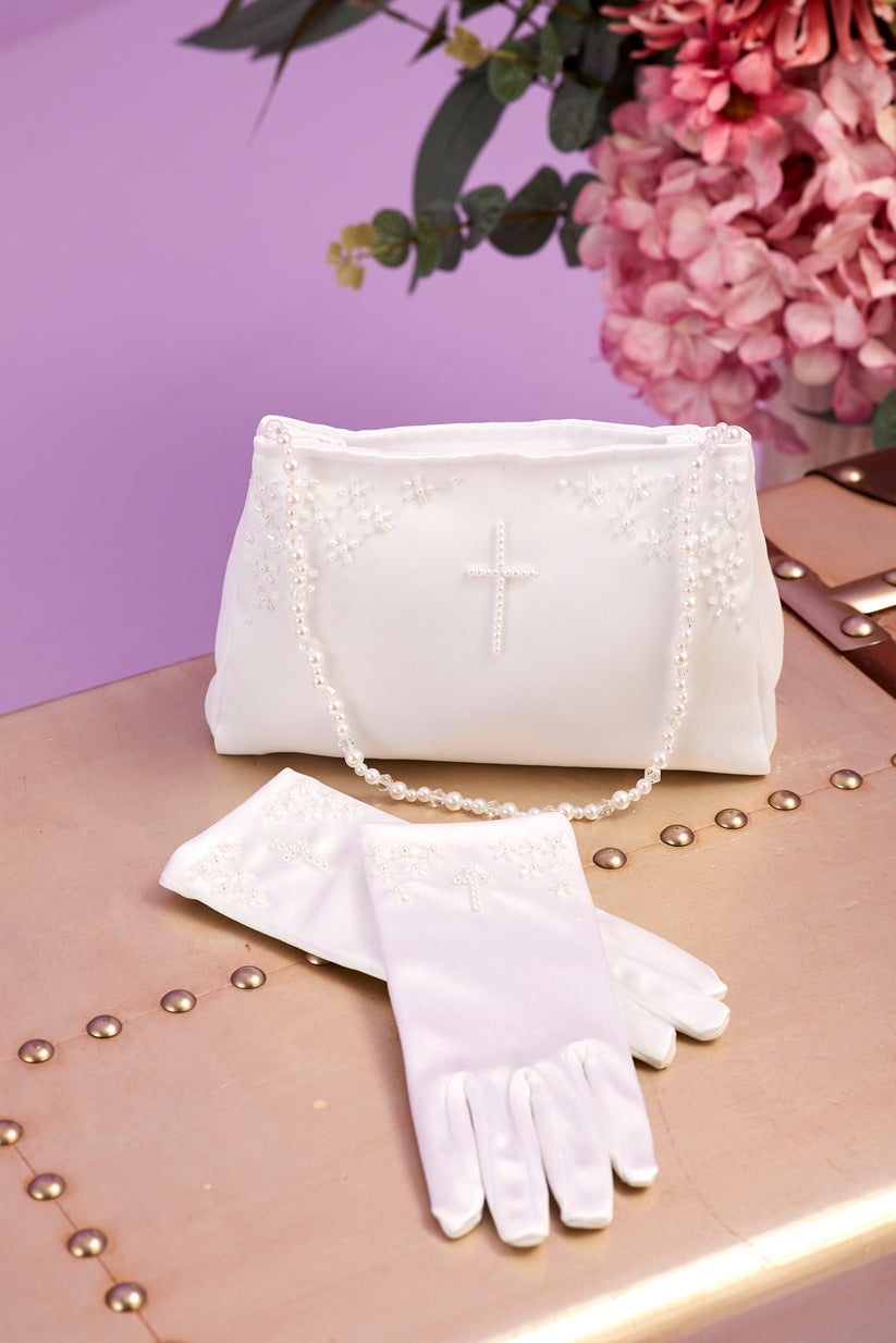 Maya White Cross Communion Gloves