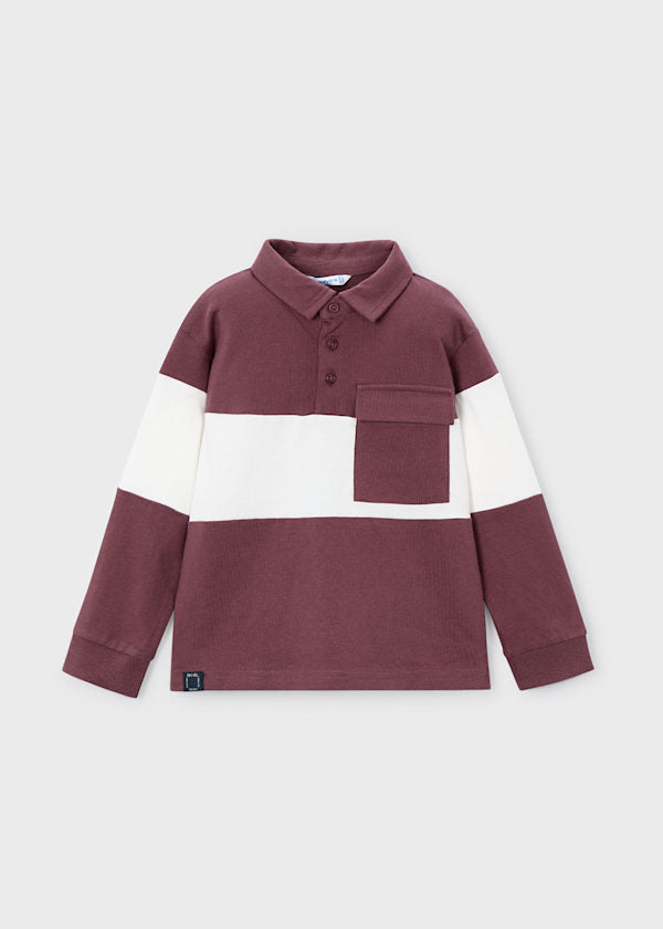 Mayoral Boys Plum Colour Block Polo 4121