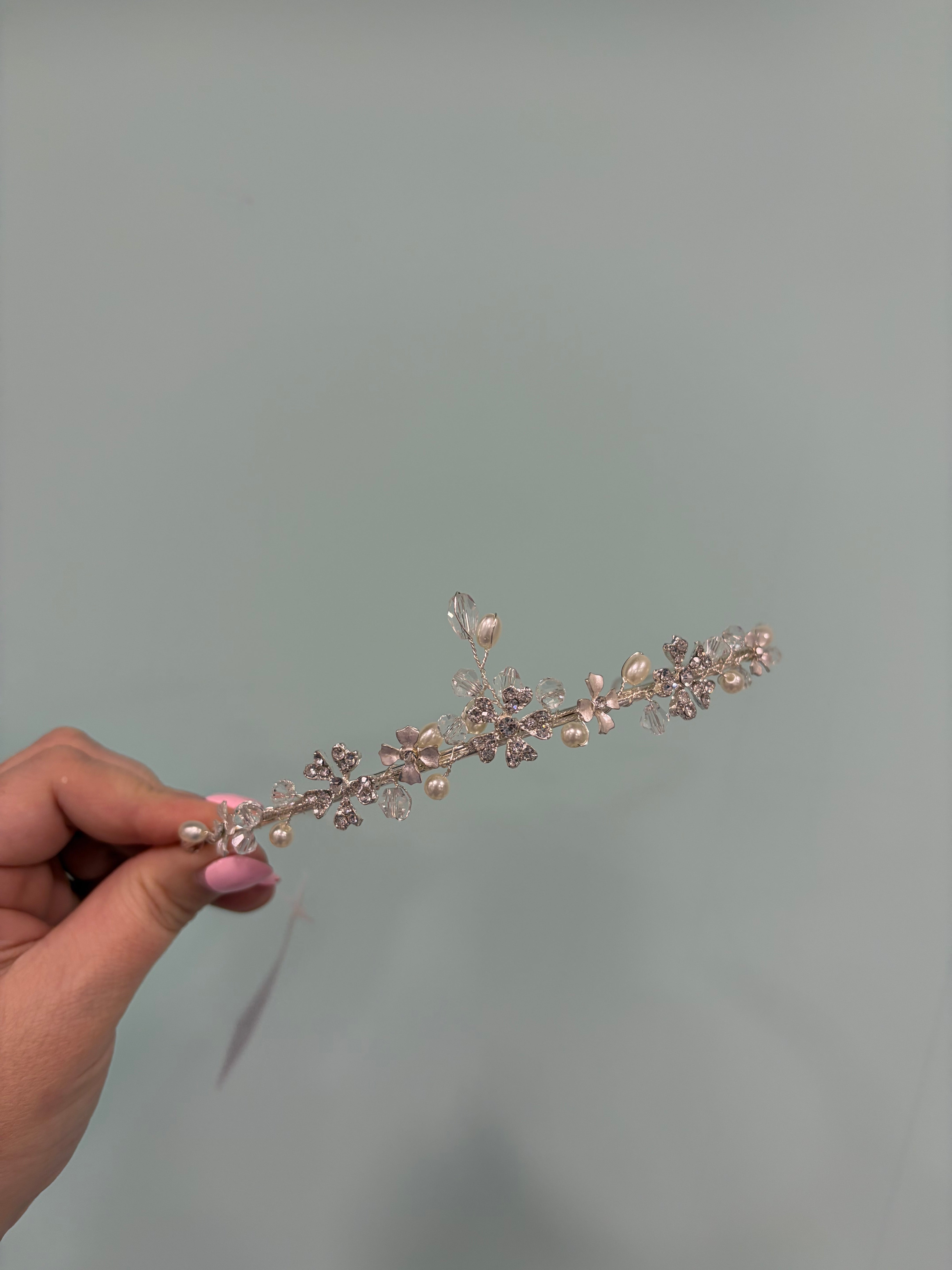 Flower Sprig Pearl and Diamond Tiara