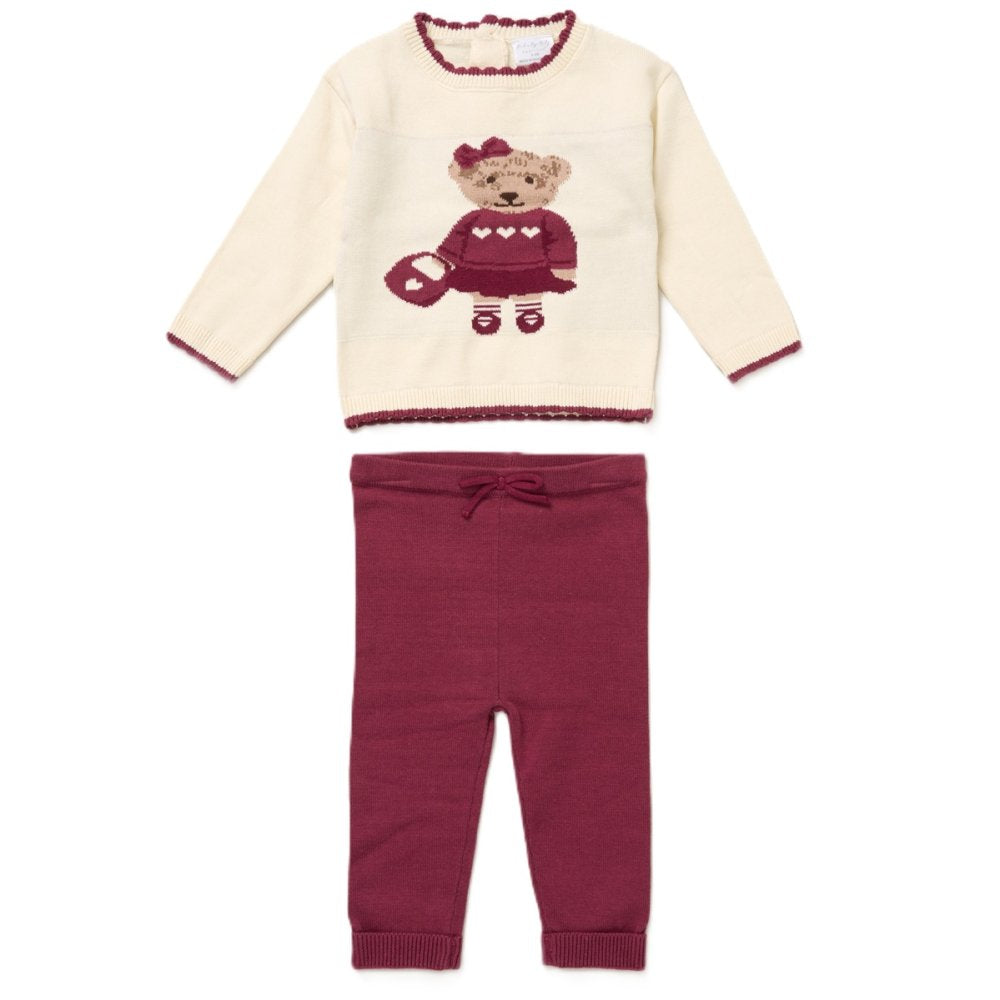 Baby Girls Berry Red Knit Outfit