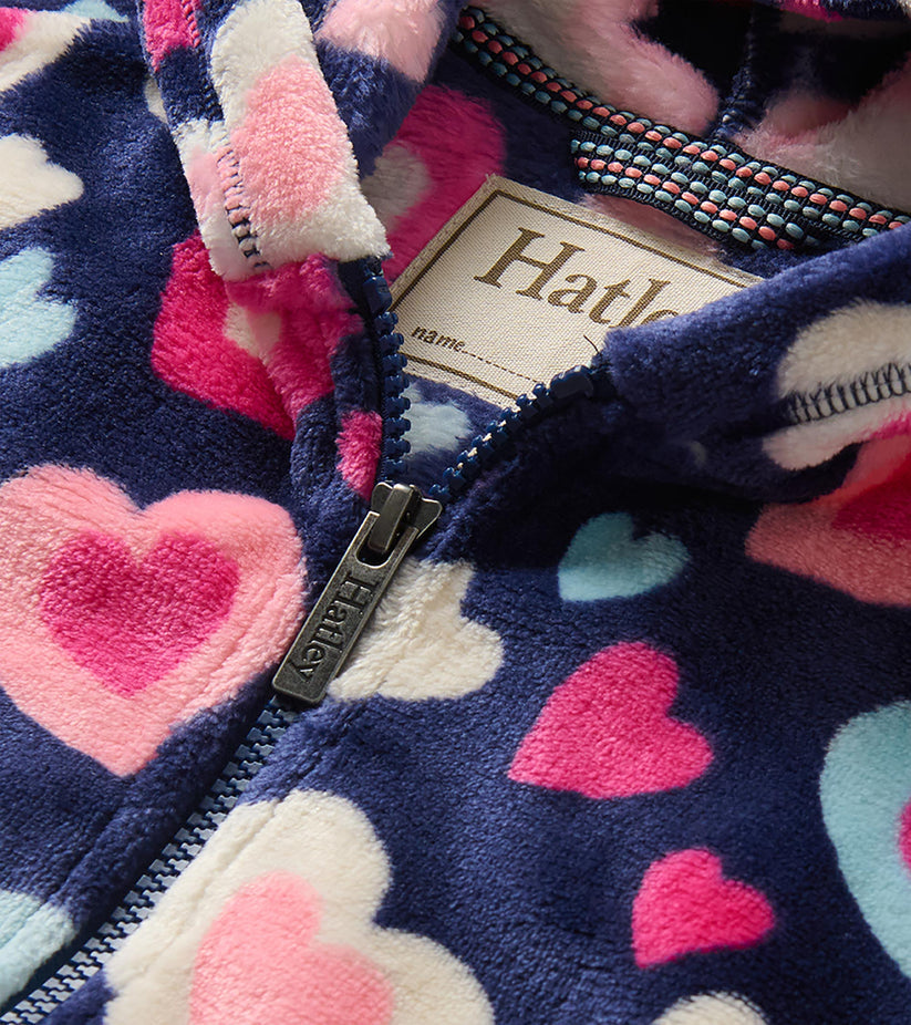 Hatley Girls Navy Hearts Fleece