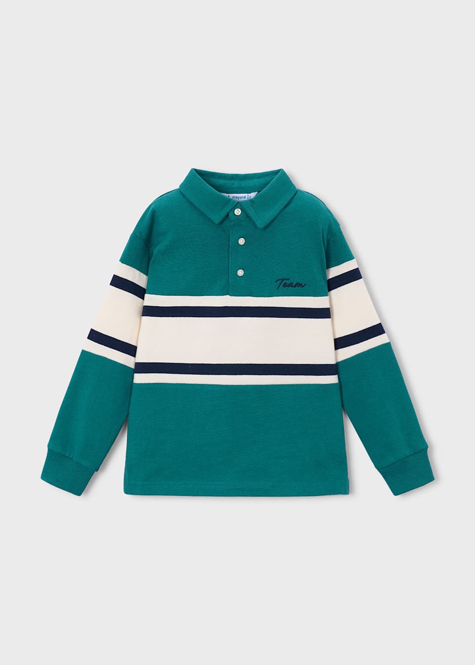 Mayoral Boys Teal Stripe Polo Shirt