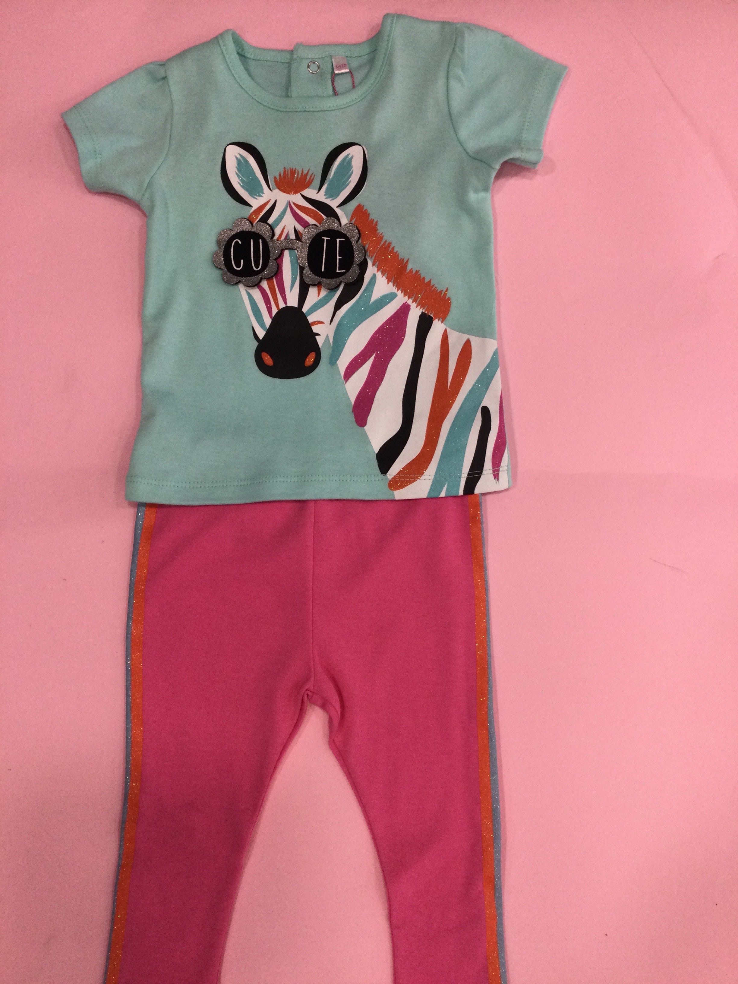 Baby Girl Zebra Leggings Set.