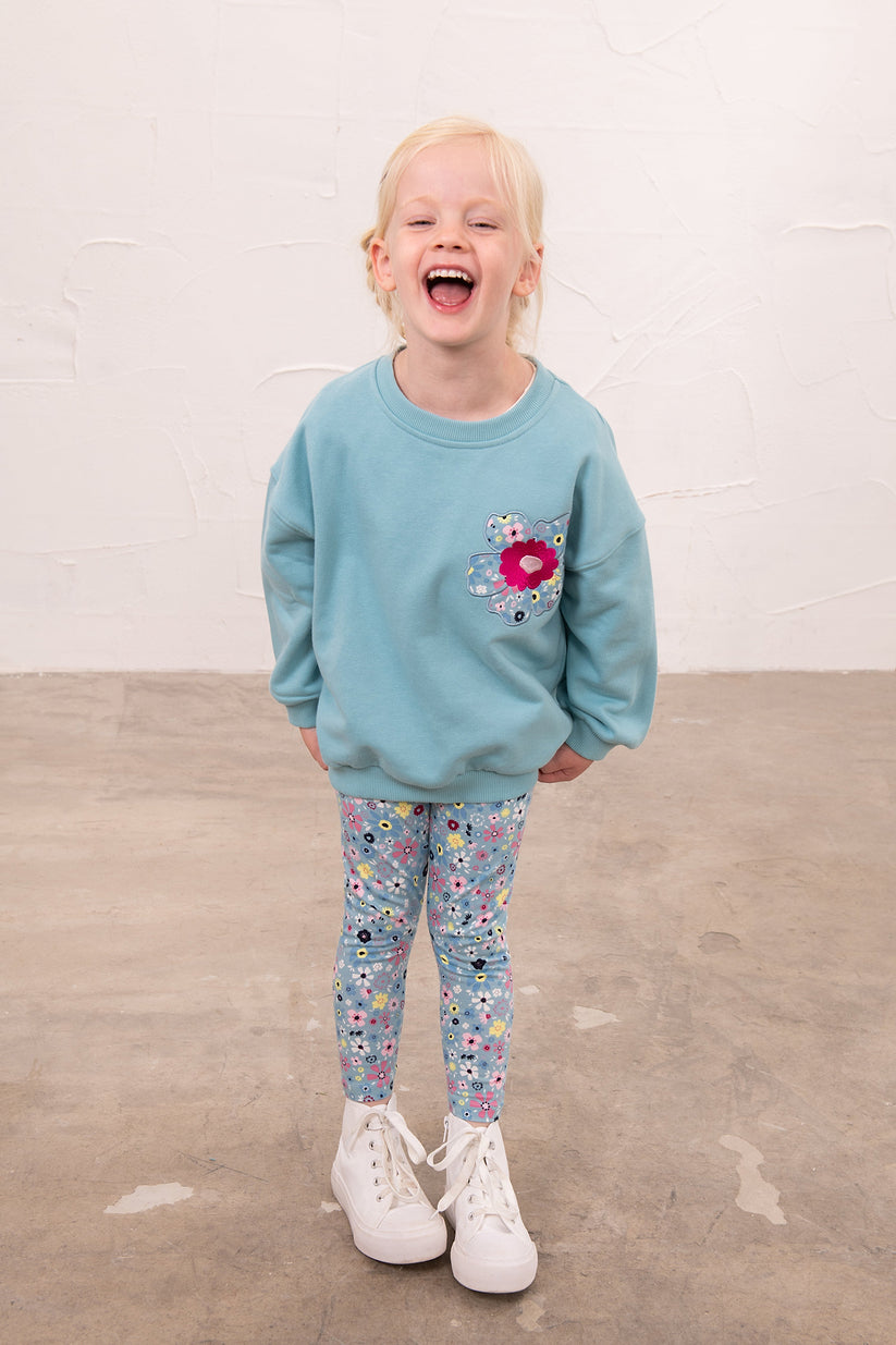 Lighthouse Teal Floral Sweater