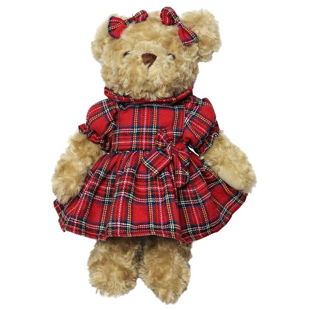 Teddy Bear with Tartan Dress