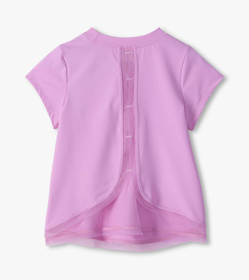 Hatley Girls Lilac Mesh Trim Top