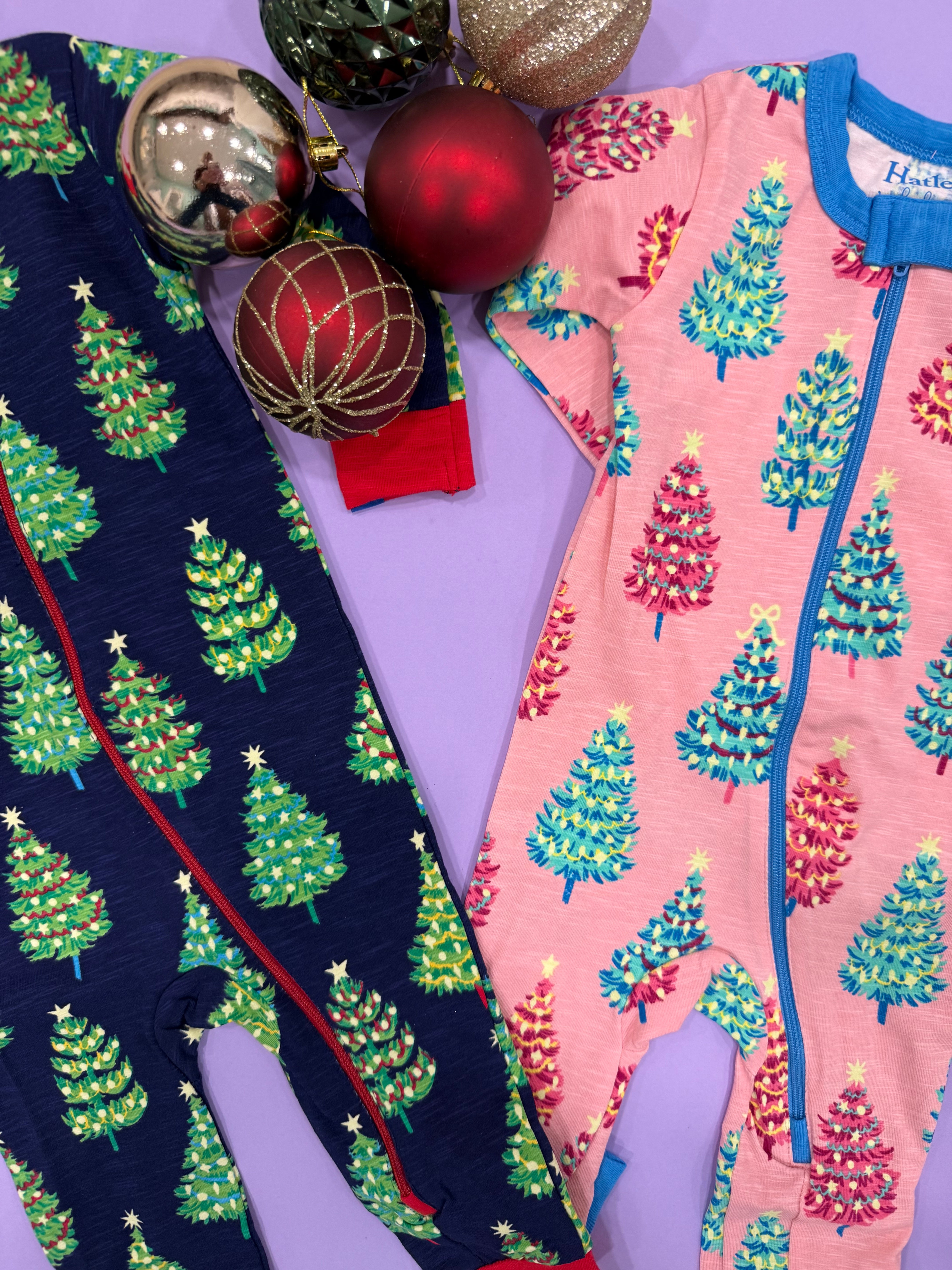 Hatley Baby Boy Navy with Green Christmas Tree Sleepsuit