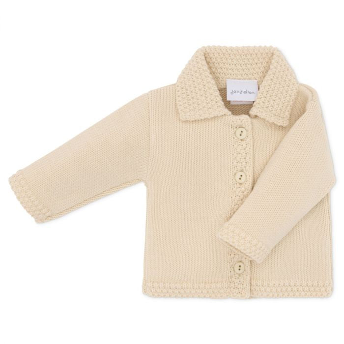 Baby Knit Cardigan with Collar in Taupe