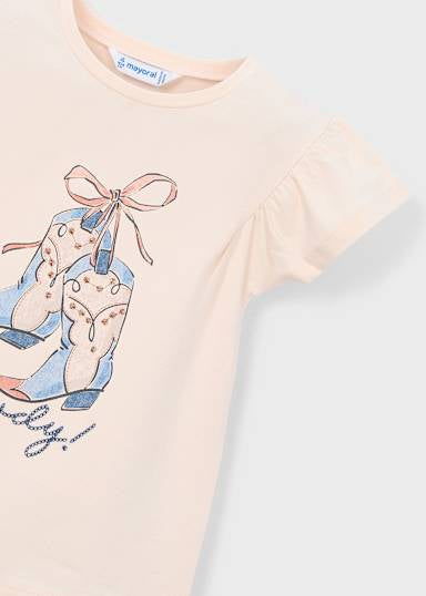 Mayoral Girls Howdy Peach Short Sleeved T-Shirt 3007 080
