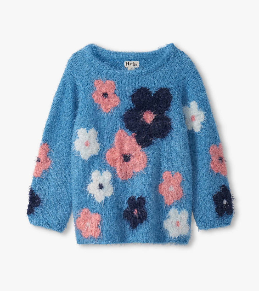 Hatley Girls Blue Floral Knit Jumper