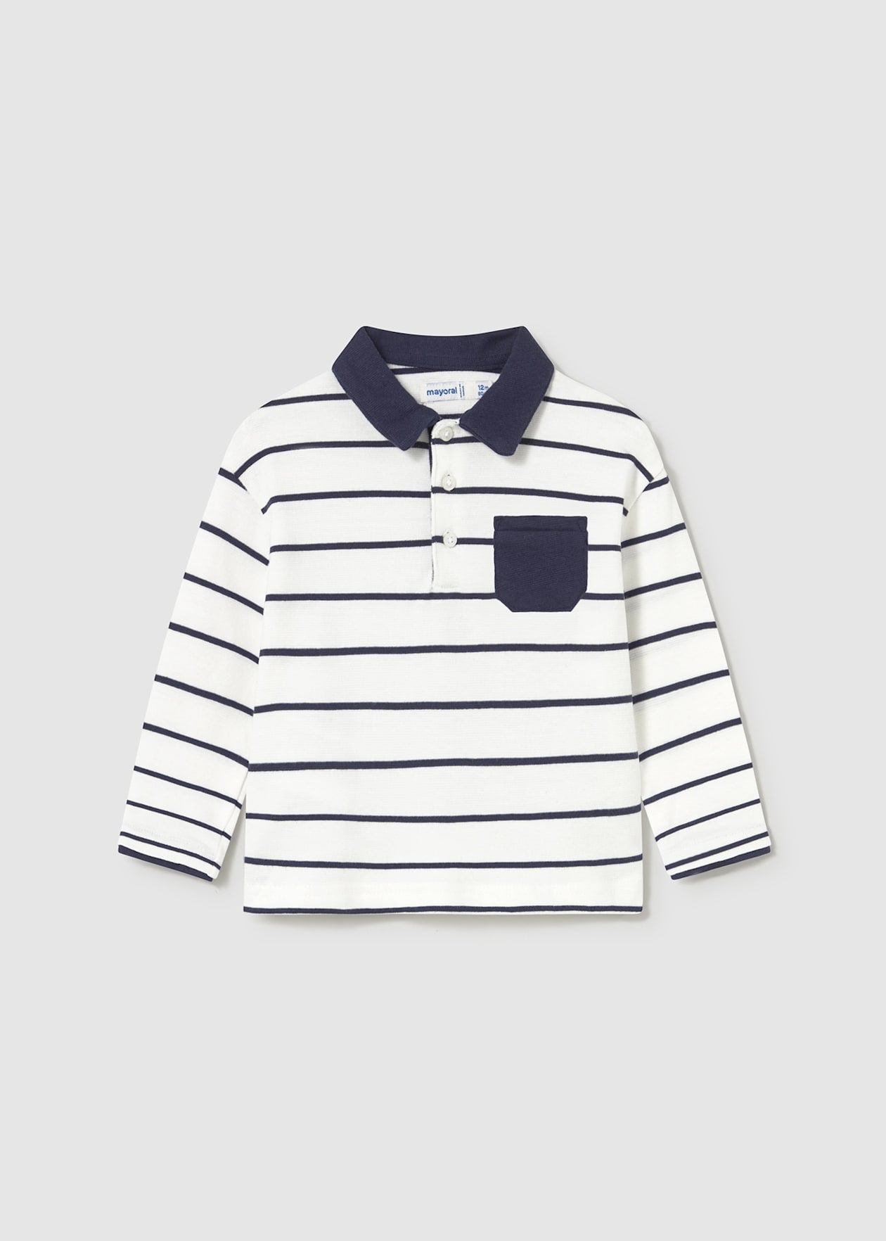 Mayoral Younger Boys Navy & White Stripe Polo Shirt