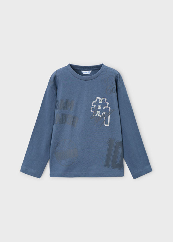 Mayoral Boys Long Sleeve Steele Blue Top