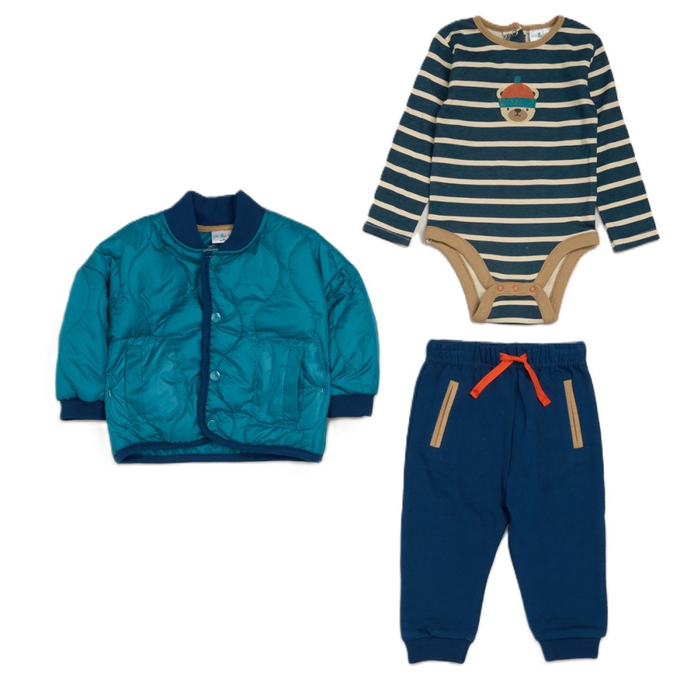 Younger Boys 3 Piece Teal Jacket Set