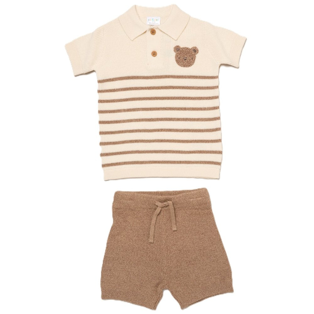 Boys Knit Bear Shorts Set