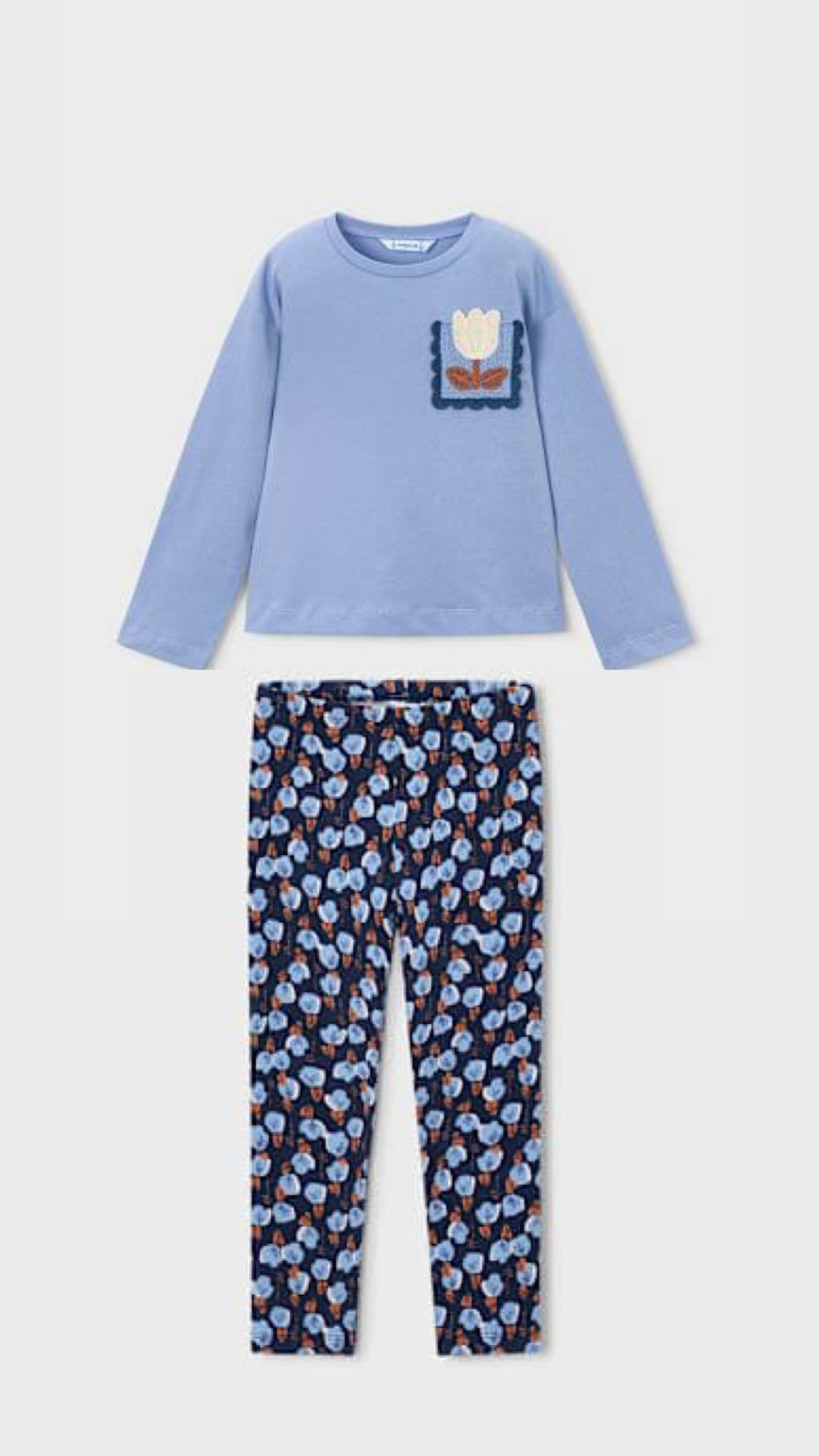 Mayoral Girls Blue Floral Legging Set