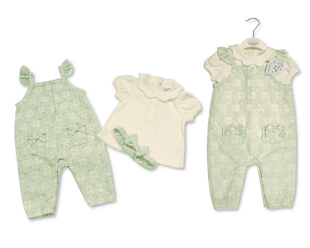 Baby Girl Mint Green Dungaree Set