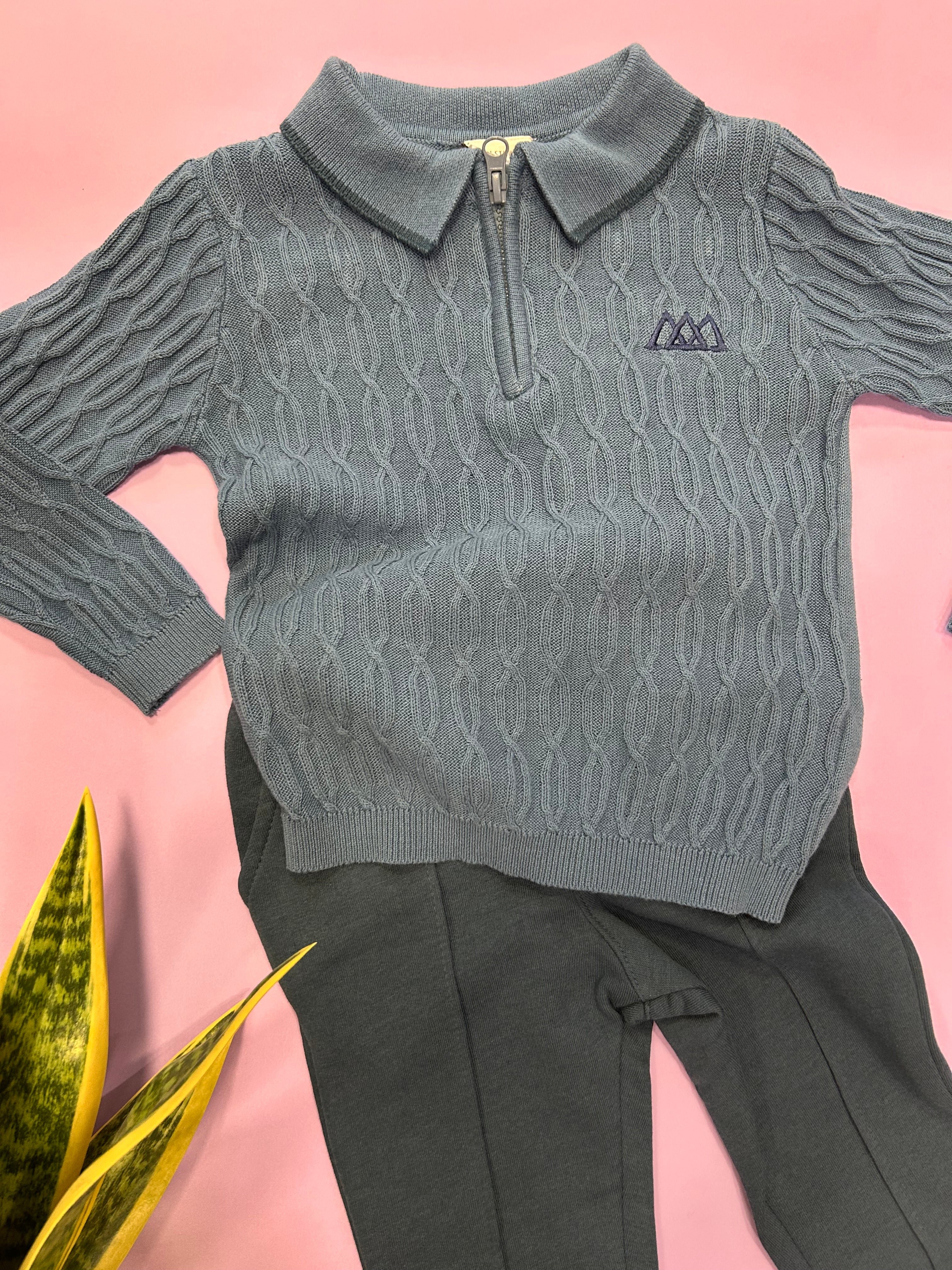 Younger Boys Knit Sweater and Jogger Outfit