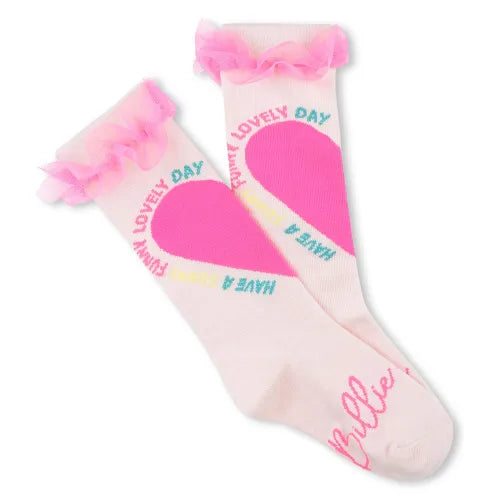 Billieblush Girls Pink Heart Ruffle Socks