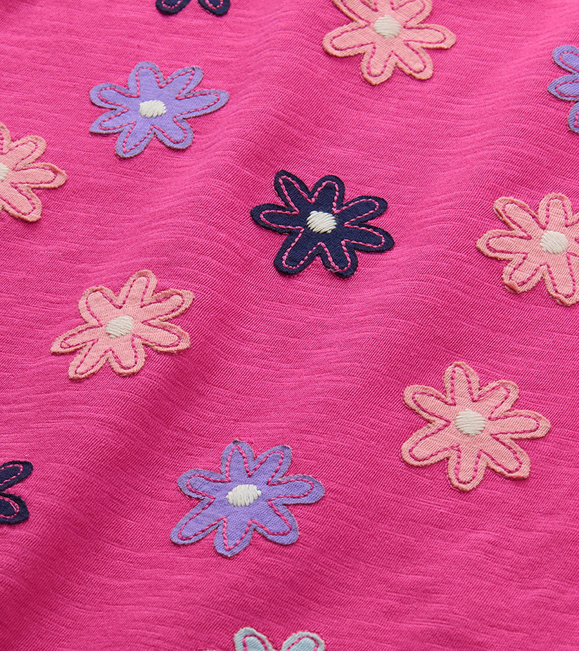 Hatley Girls Pink Flower Applique Top