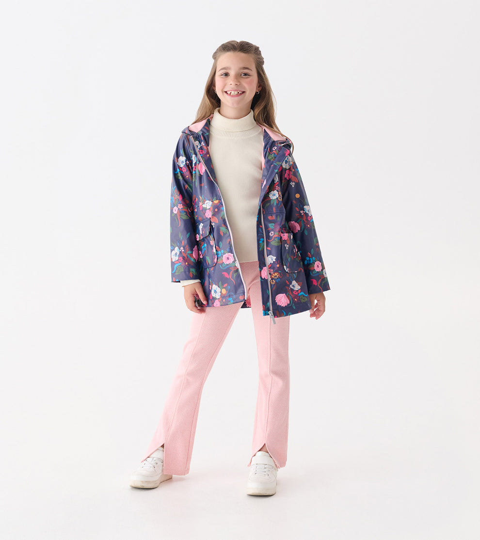 Hatley Girls Navy Floral Coat