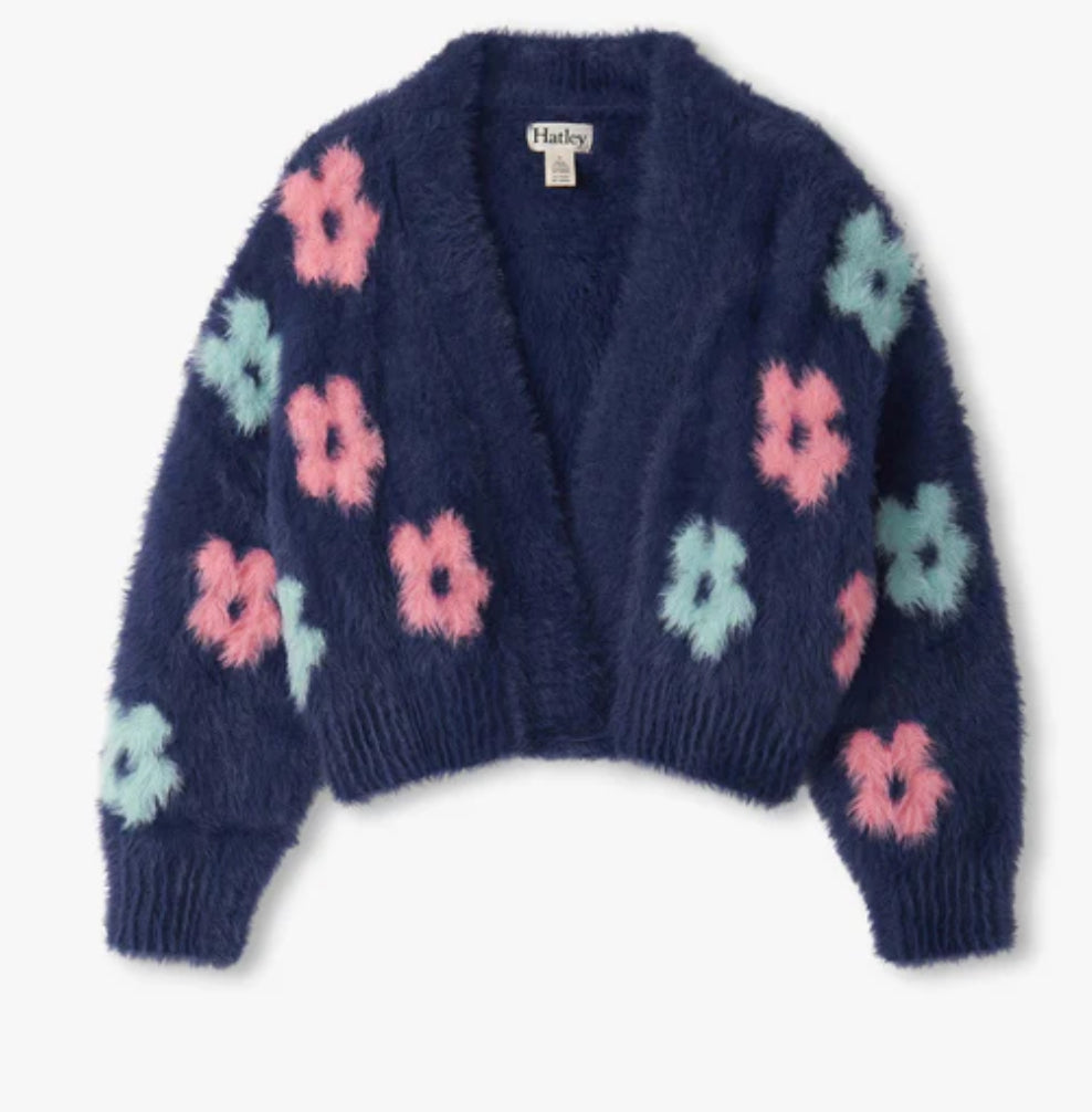 Hatley Girls Navy Floral Cardigan