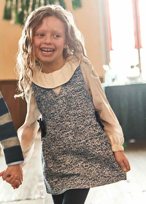Mayoral Girls Navy Tweed Pinafore Dress