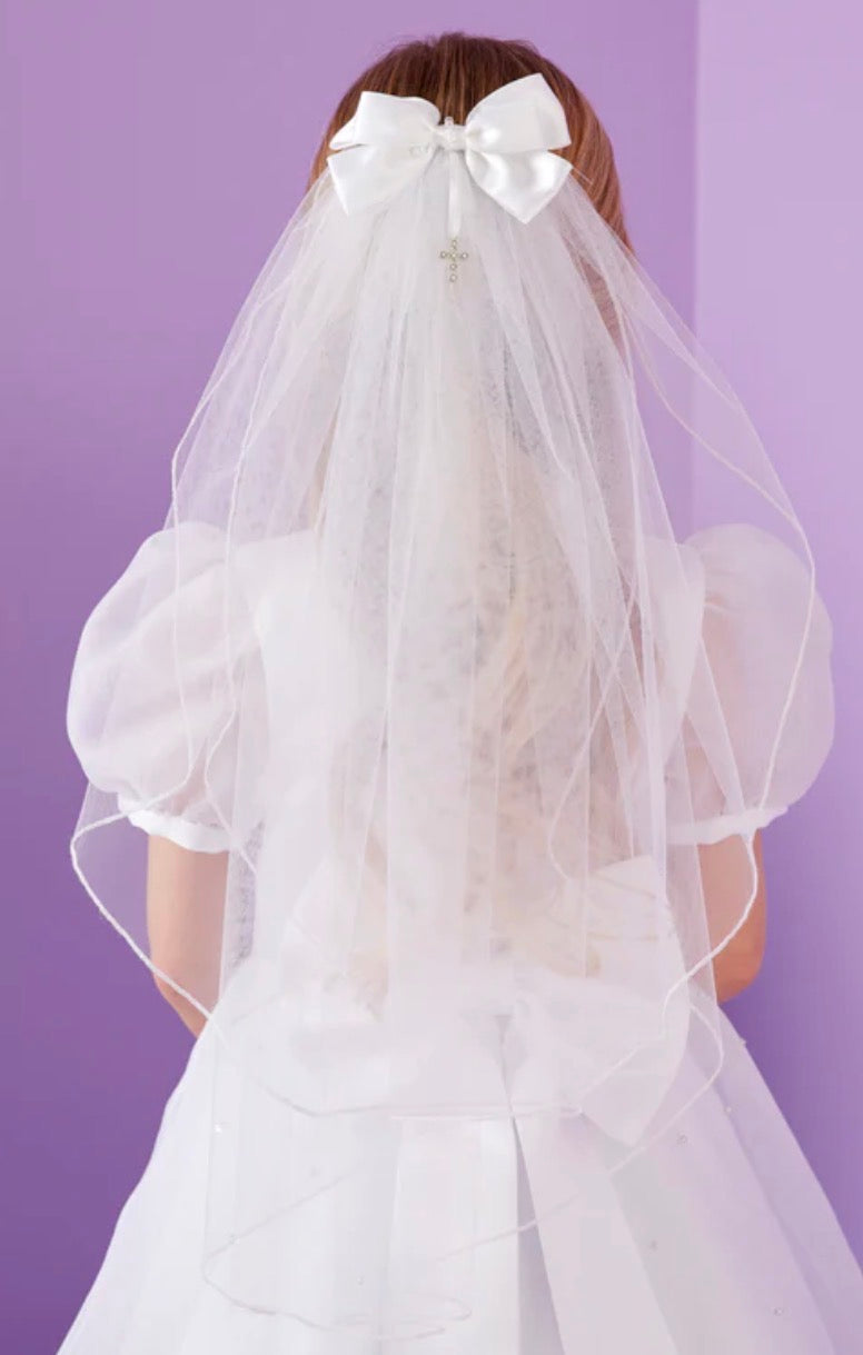 White Communion Cross Veil- Pippa