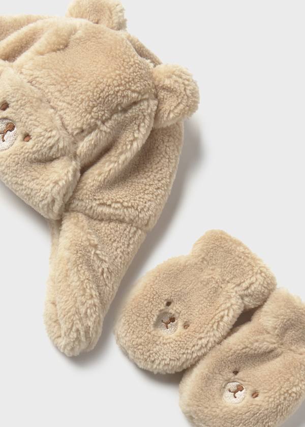 Mayoral Unisex Baby Bear Hat and Mittens Set