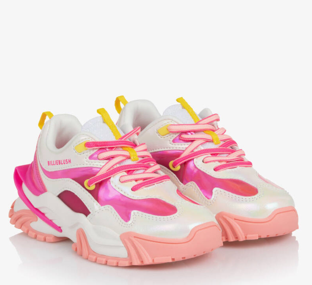 Billieblush Girls White Shimmer & Pink Chunky Trainer