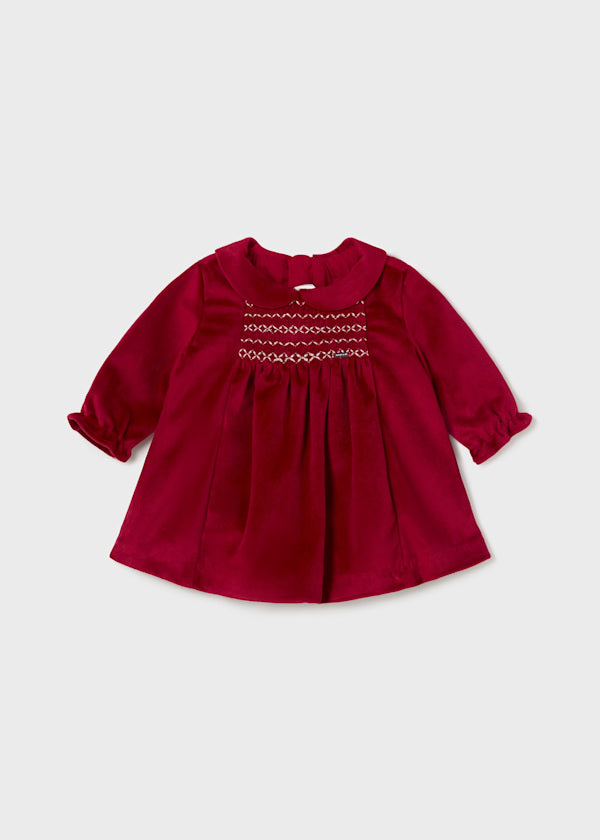 Mayoral Baby Girl Red Velour Smock Dress