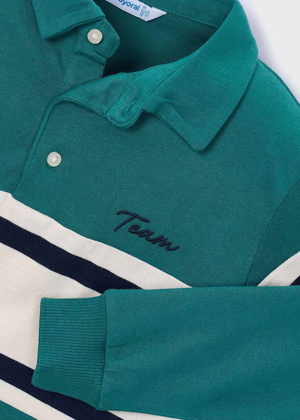 Mayoral Boys Teal Stripe Polo Shirt