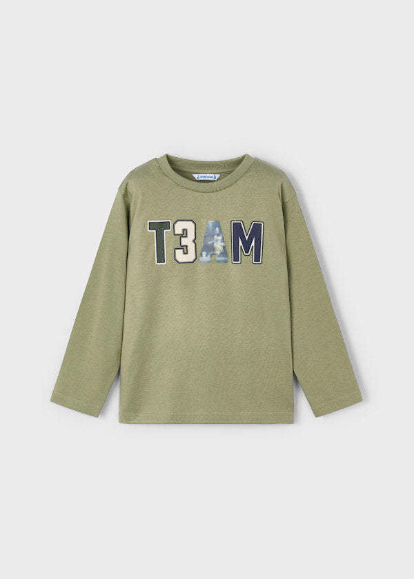 Mayoral Boys Long Sleeve Green Team Top