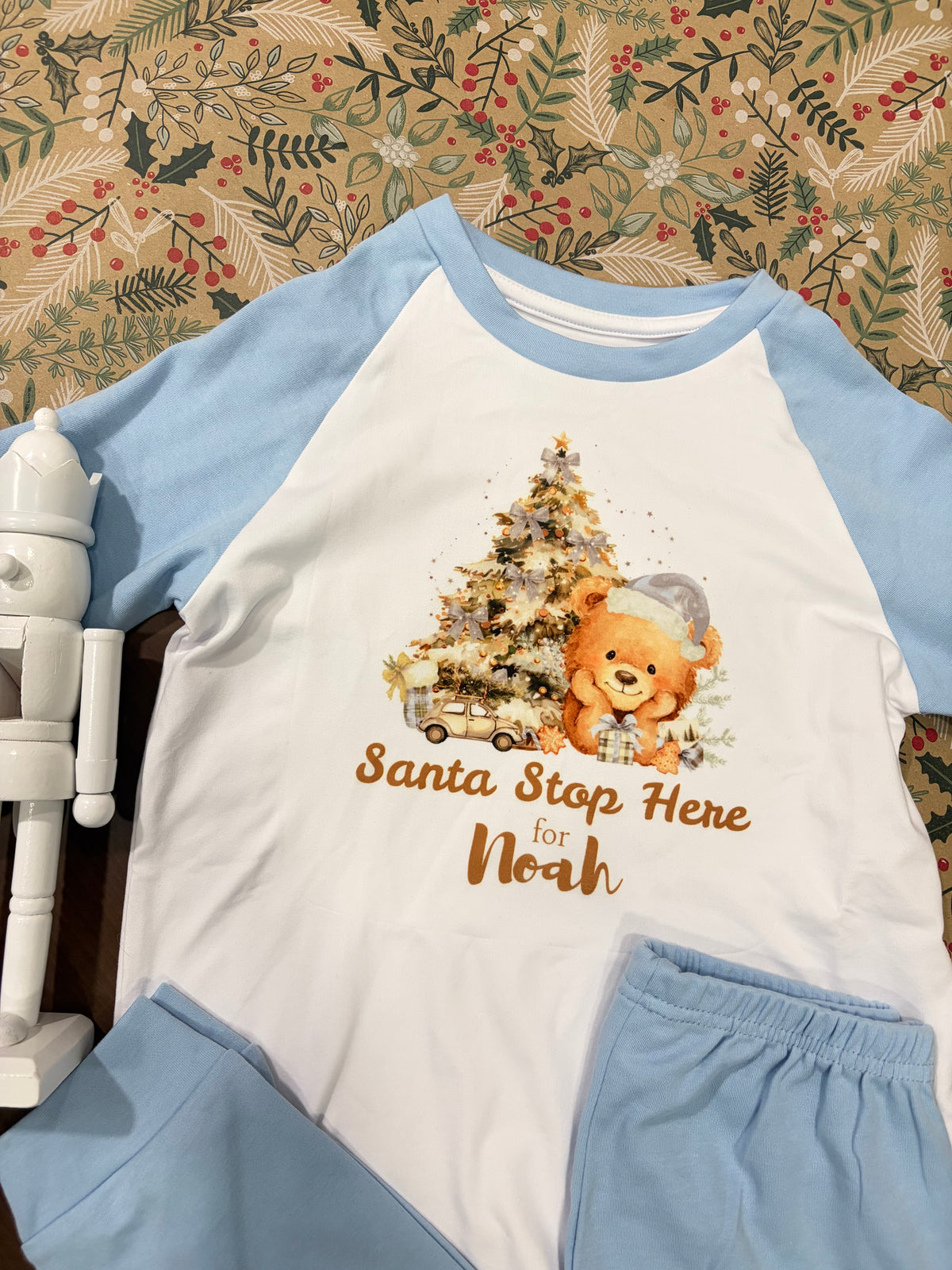 Personalised Blue Christmas Pyjamas