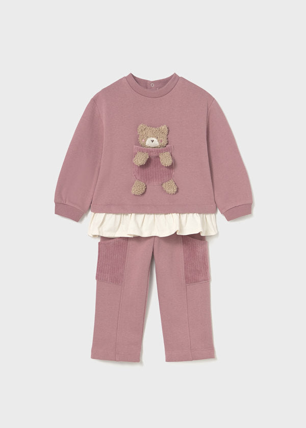 Mayoral Baby Girls Dusky Pink Bear Outfit 2843