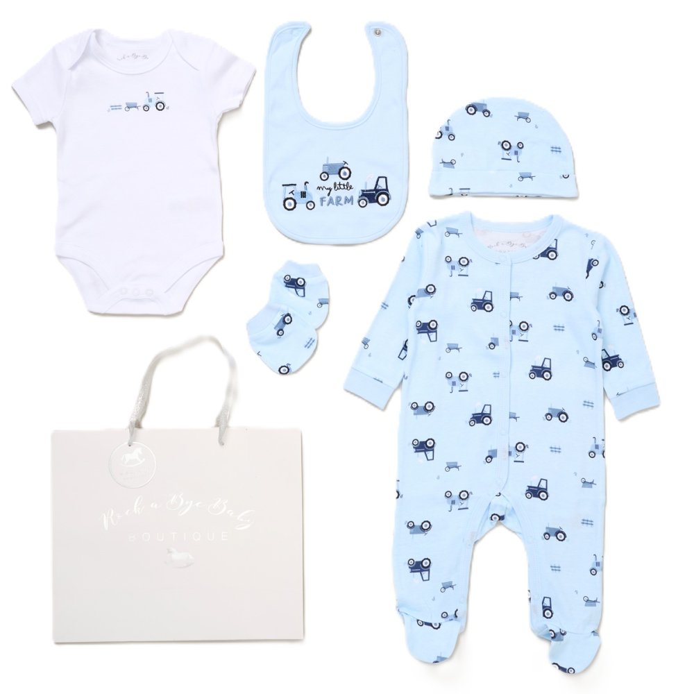 Baby Boys Farm 6 Piece Mesh Bag Gift Set.