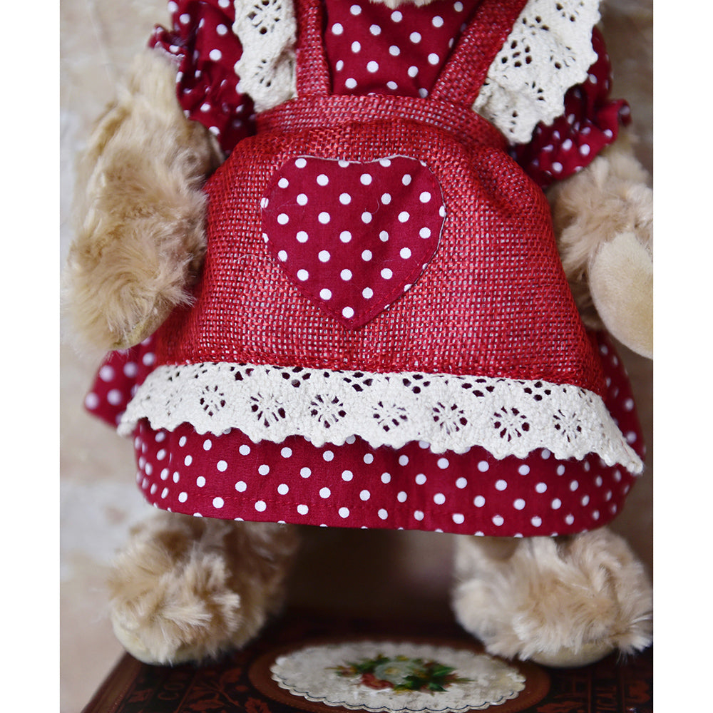 Teddy Bear with Red and White Polka dot Love Heart Dress