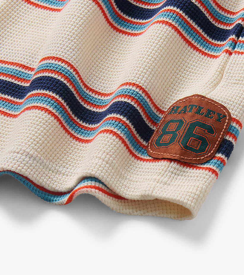 Hatley Boys Varsity Stripe Waffle Top