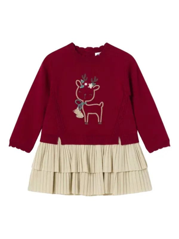 Mayoral Baby Girl Knit Reindeer Red Dress
