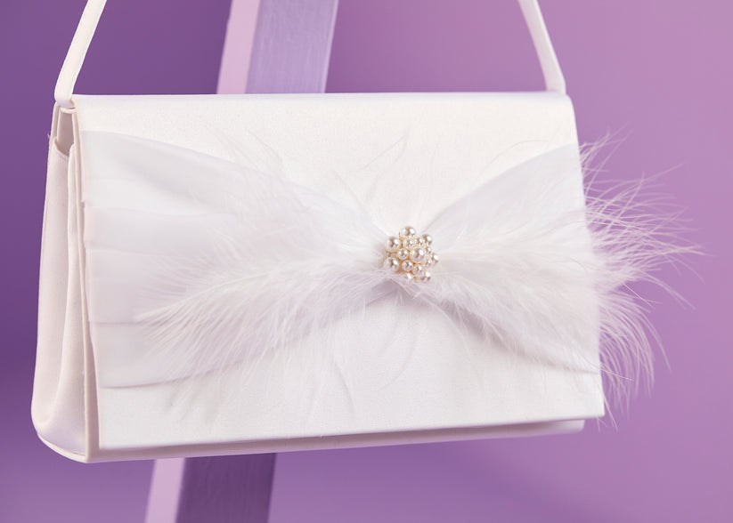 Opal Feather White Communion Bag
