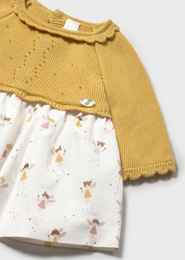 Mayoral Baby Girls Ochre Knit Fairy Dress