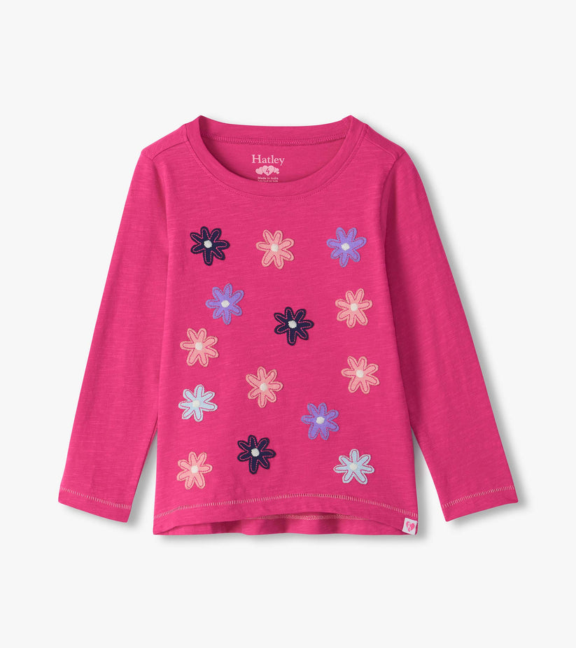 Hatley Girls Pink Flower Applique Top