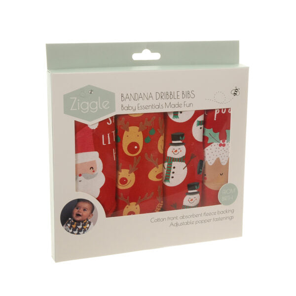 Ziggle Christmas Bibs Pack of 4