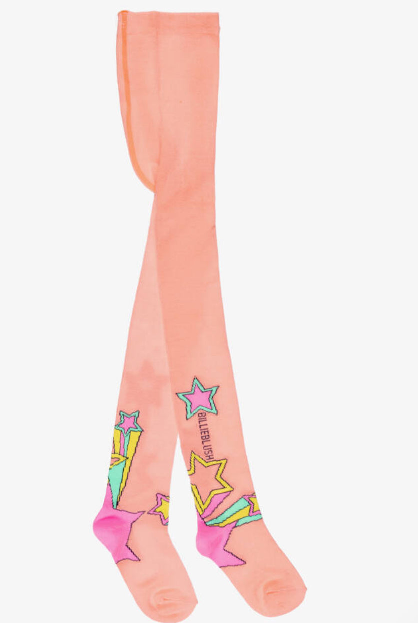 Billieblush Girls Coral Star Knit Tights