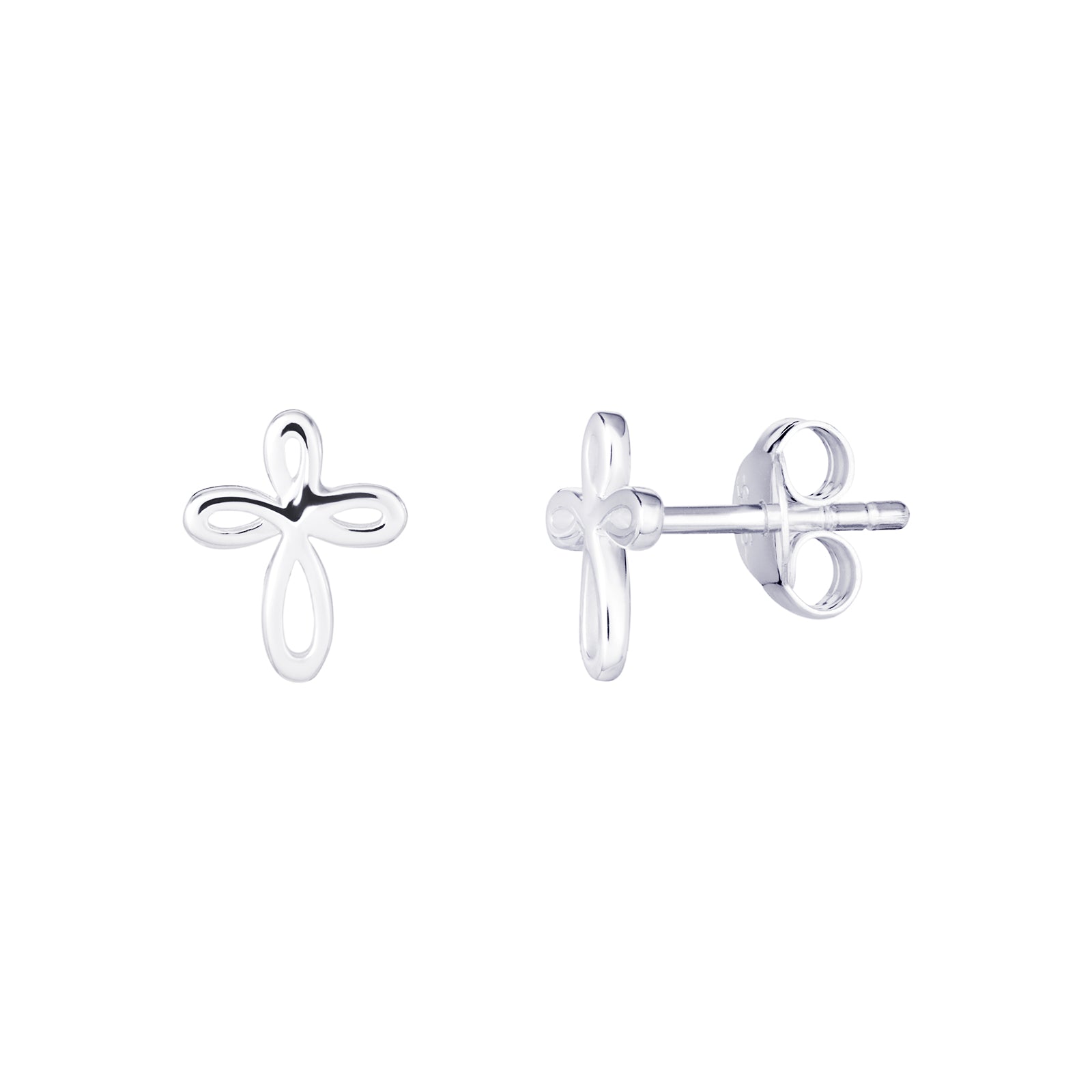 Sterling Silver Dainty Cross Earrings.