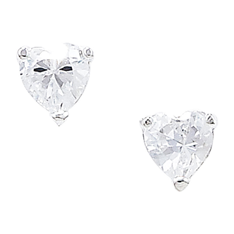 Sterling Silver Heart Cubic Zirconia Earrings