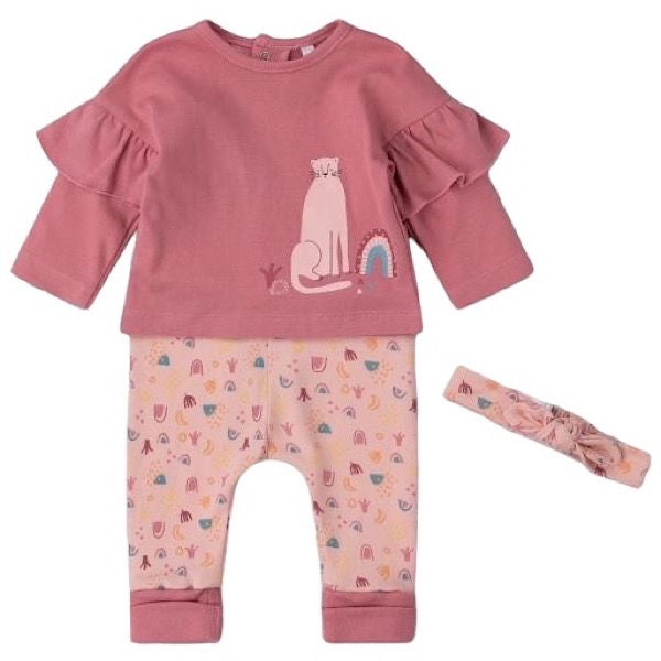 Baby Girls Cat 3 Piece Set Including Headband .